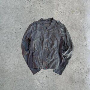 2000s fitted leather jacket